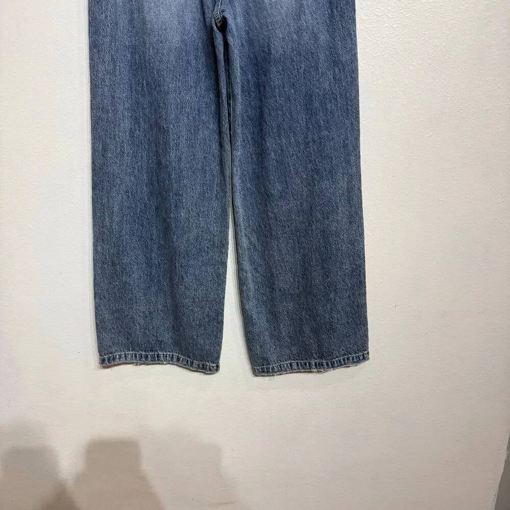 Rewash Blue Pullon Double Waist Drawstring Wide Leg Jeans Sz 29